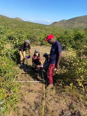 Hanshi is setting up biodiversity plot following the protocol from National Ecological Observatory Network (NEON).